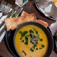 Squash, sage & rosemary soup at Mossbrook in Eckington