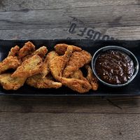 Calamari and home made teriaki  at Vegan House in Prague