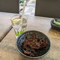 Mushroom jerky at Vegan House in Prague