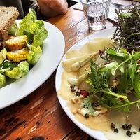 Celery root carpaccio and cobb salad at Huszár in Delft