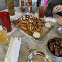 Appetizer sampler with pickle fries!  at Station No. 3 in St Louis