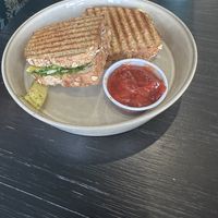 Pesto breakfast sando  at BARE Blends in Clifton Park