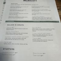 Menu with vegan options  at MochaLisa's Caffè in Clifton Park
