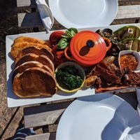 Big breakfast at Womburra Vineyard Tiny Stay in Redbank
