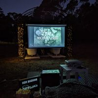 Outdoor movie at Womburra Vineyard Tiny Stay in Redbank