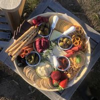 Charcuterie board - so filling! Enough to feed two for dinner   at Womburra Vineyard Tiny Stay in Redbank
