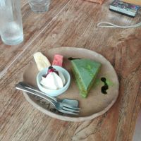 Cake of the day: MATCHA CAKE WOO!!! at Vegans Cafe and Restaurant in Kyoto