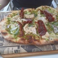 Pizza with cashew cheese at Twist in Mallorca