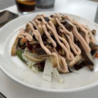 Funghi salad with smoked tofu.  at Twist in Mallorca
