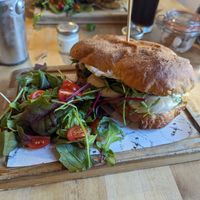 Vegan mozzarella, pesto and sun-dried tomato ciabatta 😍 at The Courtyard in Portsmouth