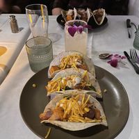 Sweet potato tacos - added vegan cheese and vegan sour cream   at Jardín in Patchogue