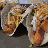 Sweet potato tacos - added vegan cheese and vegan sour cream   at Jardín in Patchogue