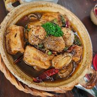 Tofu pot with pepper and mushrooms. Definitely spicy! at Guru Chay in Da Lat