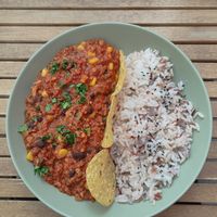 Chilly with rice at  Vegigan in Tenerife