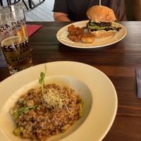 Orzoto and burger  at The Botanist in Zadar