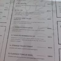 The menu at The Botanist in Zadar