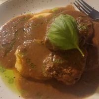 Something (seitan?) with sweetpotatoe and gnocci at The Botanist in Zadar