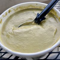 Vegan asparagus bisque - no cream base, just blended asparagus and spices  at Haddon Culinary in Collingswood