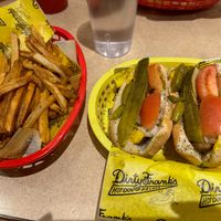 Combo - Two Chicago dogs and an order of fries at Dirty Franks Hot Dog Palace in Columbus