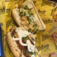 Totcho dog and loaded potato dog  at Dirty Franks Hot Dog Palace in Columbus