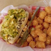 picnic table at Dirty Franks Hot Dog Palace in Columbus