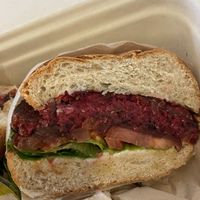 Beet burger  at SFO - The Plant Cafe Organic- T2 in South San Francisco