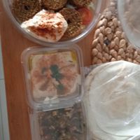 Falafel sale, humus, babaganous and tabouleh at Aleppo in Buenos Aires