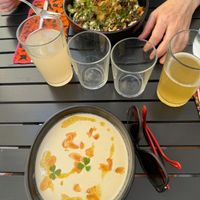 Almond gaspacho, noodles with lentils at Hakko in Montpellier