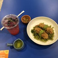 Green curry rice with vegan chicken strips   at alt.Eatery in Bangkok