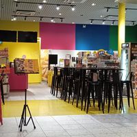 Colorful place with the shop in the back at alt.Eatery in Bangkok