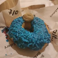 Cookie monster donut filled with jam. Tasted better than it looks at alt.Eatery in Bangkok