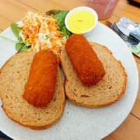 Kroketten - bland and with a stale salad on the site at Nautilus aan Zee in Egmond Aan Zee