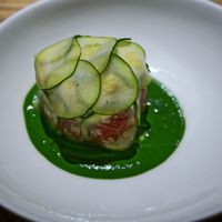 smoked & poached tomatoes, house ricotta, courgette at Plates in London