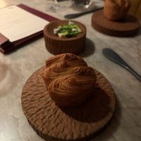 House laminated sourdough bread, whipped cultured butter & wild garlic  at Plates in London