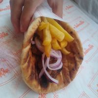 Souvlaki wrap ( 3.80 euros) at Ladokolla  in Kefalonia