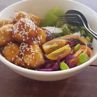 Crispy Tofy Teriyaki Bowl at Goji Goji Vegan Bowl in Canggu