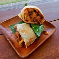 Sauteed mushroom wrap (sooo delicious) at Goji Goji Vegan Bowl in Canggu