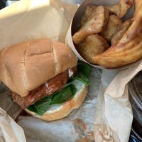 Spicy chicken sandwich   at Bosky's Vegan Grill in Springfield