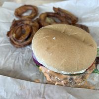 Best “burger” I have ever had and the onion rings - they had to have been homemade!  Can’t wait to go back!  at Bosky's Vegan Grill in Springfield