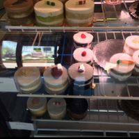 Middle shelf is all vegan! at Amia Bakery in Newark