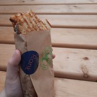 Warm Vegan toastie with Planted Chicken, tomatoe, hummus and salad leaves (8CHF) at Kultur Lokal Rank in Zurich