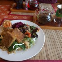 Buddha plate at Tea Sutra Teahouse in Newcastle Upon Tyne
