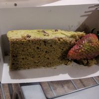 Matcha green tea and strawberry cake [£3.00] at Tea Sutra Teahouse in Newcastle Upon Tyne