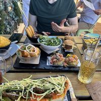 Vegan platter and focaccia  at Lime & Lemon in Benalmadena