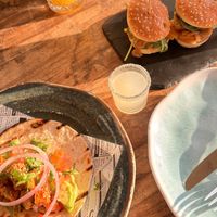vegan taco and vegan burger   at Lime & Lemon in Benalmadena
