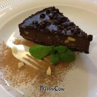 Raw carob-banana pie at Nebos in Kyiv