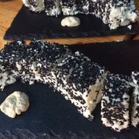 Sorry for the bad picture but the raw sushi were so good that I needed to post it  at Nebos in Kyiv