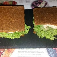 Cashew cheese and tomato sandwich at Nebos in Kyiv