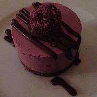 Raspberry cake at Nebos in Kyiv