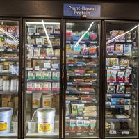 Plant Based protein fridge with bulk local tofu at GreenStar Food Co-op - Cascadilla St in Ithaca